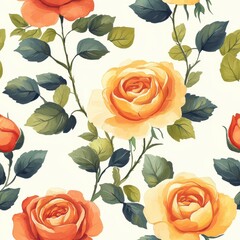 hand-illustrated rose repeat pattern, airy design with romantic mood