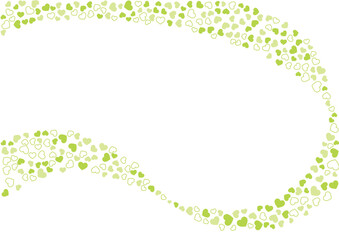 ハート柄の背景 黄緑系の3色 フチと単色 ハート