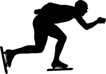 black silhouette man athlete at speed skating competition