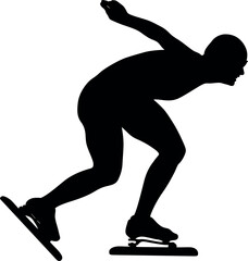 man athlete at speed skating competition black silhouette 