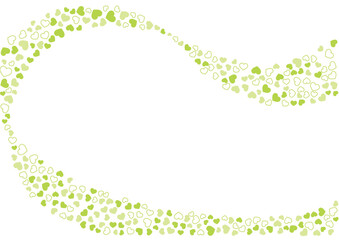 ハート柄の背景 黄緑系の3色 フチと単色 ハート