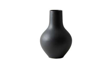 Sleek Black Vase on Transparent Background