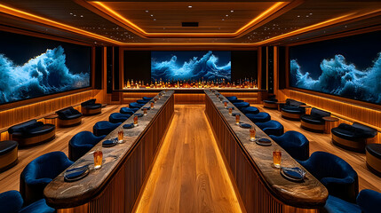 Naklejka premium Modern, spacious bar with comfortable seating
