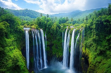 Fototapeta premium A breathtaking view of the Bolaven Plateau waterfalls