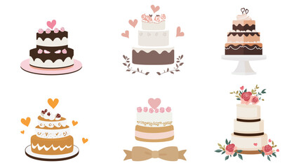 Elegant vector logo of a professional wedding cake design, featuring layered tiers, floral decorations, and minimalist style, ideal for bakery branding, event planning businesses, and luxury dessert 