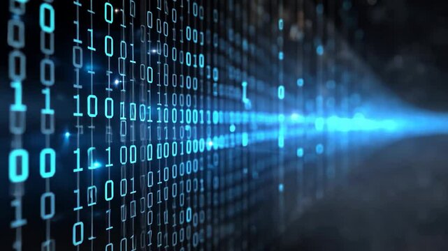 Binary code cascade with light emitting from digital stream