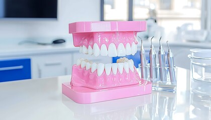 Dental model with tools, and clinic.
