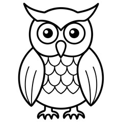 Elegant Owl Outline Vector Illustration