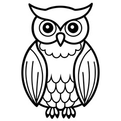 Elegant Owl Outline Vector Illustration