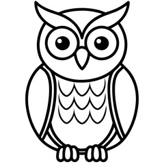 Elegant Owl Outline Vector Illustration