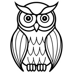 Elegant Owl Outline Vector Illustration