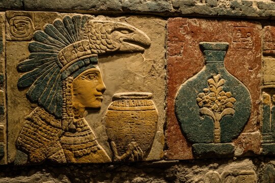 Ix Chel, goddess of the moon and fertility, depicted with sacred jar and headdress