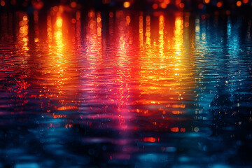 Water reflection of colorful light