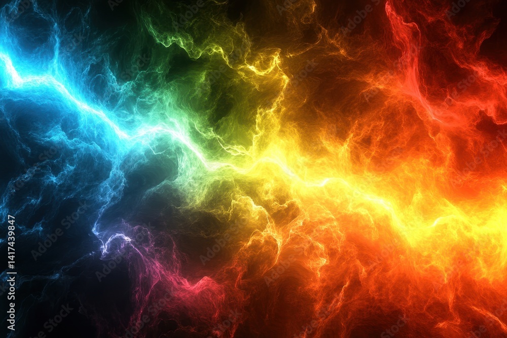 Poster colorful abstract energy wave creating a vibrant dynamic visual in a digital artwork