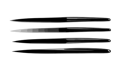 Grayscale Pens on White Background