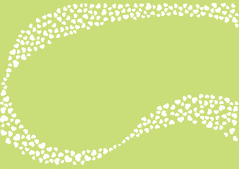 ハート柄の背景 黄緑系の単色 白抜き ハート