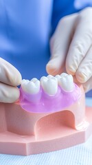 Dentist Examines Dental Model