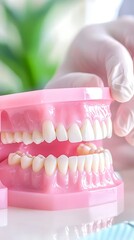 Dentist Examining Teeth Model