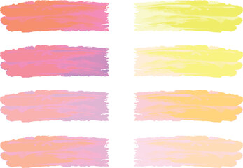 light pink yellow colorful hand drawn textured brush strokes collection vector