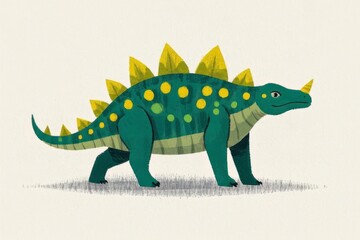 Fototapeta premium there is a green and yellow dinosaur with yellow spots on it