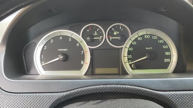 retro devices in cars. analog automobile devices. analog speedometer and tachometer. instrument arrows.