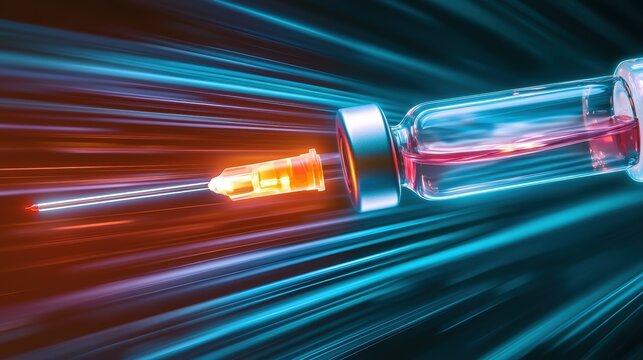 Dynamic vaccine administration health care facility medical concept high-tech environment close-up view light trails