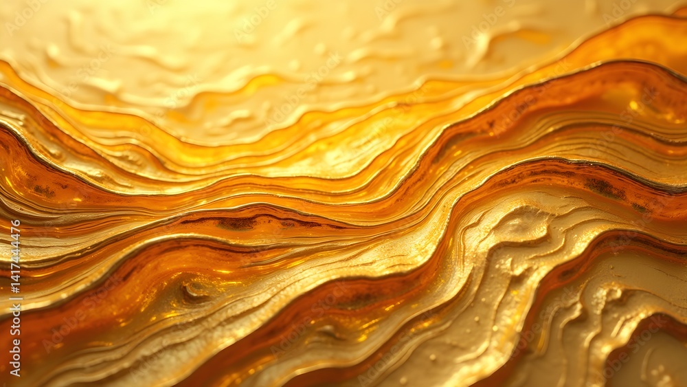 Poster abstract gold waves background - luxurious metallic texture with shimmering effect