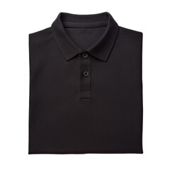 Folded polo shirt isolated on PNG transparent background, cut out