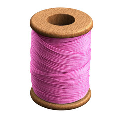Pink thread on spool isolated on PNG transparent background, cut out