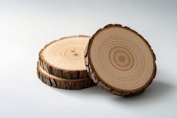 there are two slices of wood sitting on top of each other