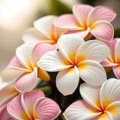 Plumeria, Fragrant flowers in white, pink, and yellow tones