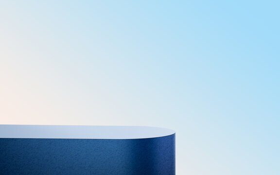 Empty podium in elegant on white and pastel blue gradient background,ideal mockup for product display presentation showcase backdrop design
