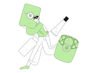 Holiday shopping people doing e-commerce online shopping flat vector concept operation hand drawn illustration
