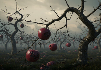 Twisted Red Apple Orchard