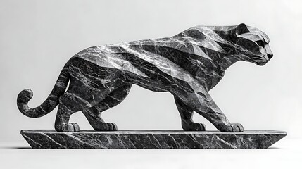 Stone cheetah sculpture on modern base high resolution picture