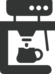 Minimalist Coffee Machine Icon with Mug Design on Transparent Background