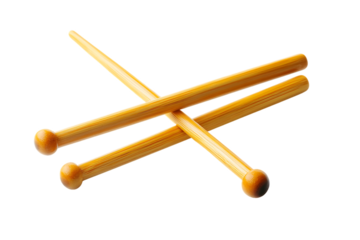 Trio of Wooden Knitting Needles, Rounded Tips, Craft Supply, Isolated.
