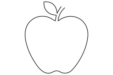 Continuous one line art drawing apple outline vector art illustration
