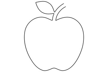 Continuous one line art drawing apple outline vector art illustration
