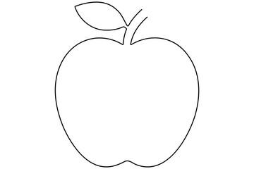 Continuous one line art drawing apple outline vector art illustration
