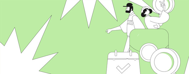 Holiday shopping people doing e-commerce online shopping flat vector concept operation hand drawn illustration
