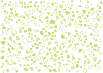 ハート柄の背景 黄緑系の3色 フチと単色 ハート