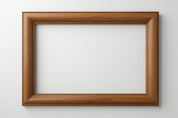 realistic wooden frame on white wall with shadow