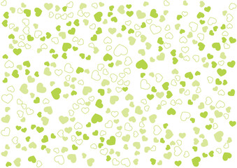 ハート柄の背景 黄緑系の3色 フチと単色 ハート