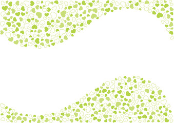 ハート柄の背景 黄緑系の3色 フチと単色 ハート