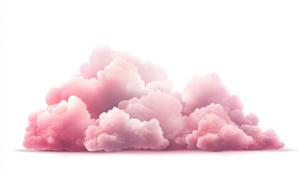 A soft pink cloud isolated on a white background, creating a dreamy and whimsical visual.