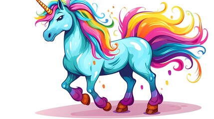 Fototapeta premium Professional comic book style quirky cartoon unicorn vector illustration