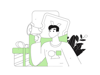 Holiday shopping people doing e-commerce online shopping flat vector concept operation hand drawn illustration
