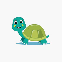 Obraz premium Smiling cartoon turtle with cheerful eyes walking on sunny path outdoors