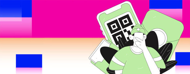 Holiday shopping people doing e-commerce online shopping flat vector concept operation hand drawn illustration
